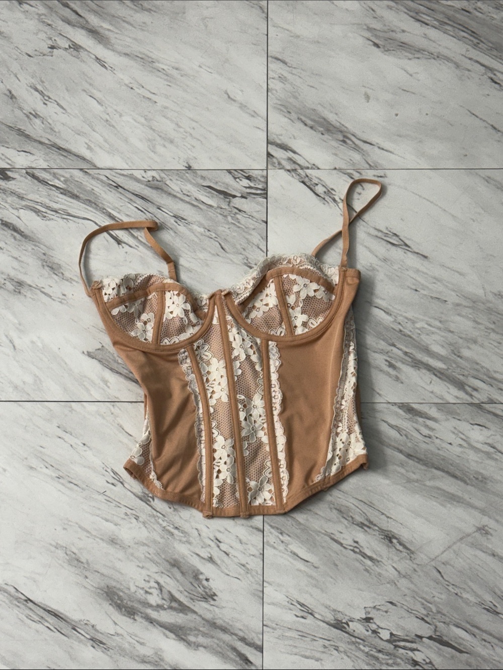 Forever 21 Tan Lace-Trim Bustier Camisole